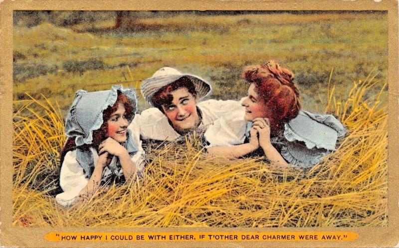 HOW HAPPY I COULD BE W/ EITHER IF TOTHER CHARMER WERE AWAY ROMANCE POSTCARD 1909