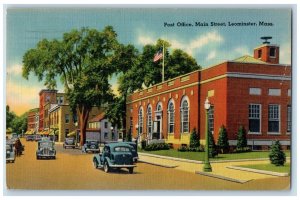 1944 Post Office Building Main Street View Leominster Massachusetts MA Postcard