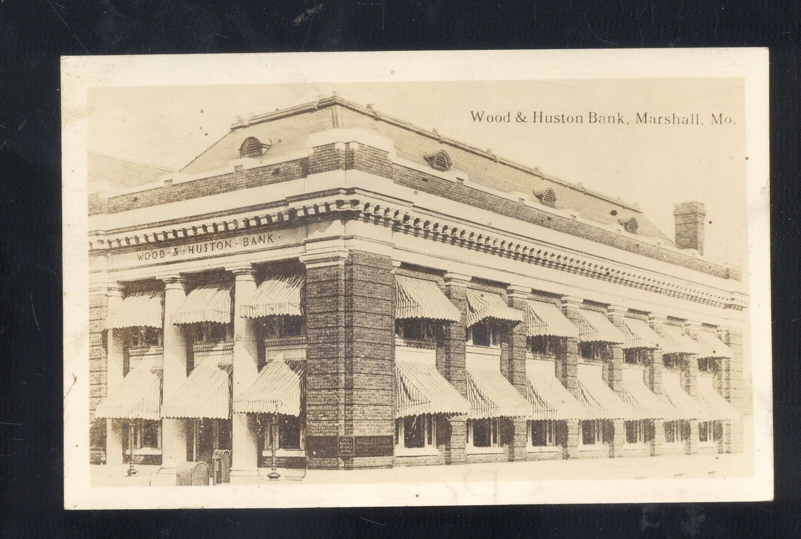 Rppc Marshall Missouri Wood & Houston Bank Vintage Real Photo Postcard
