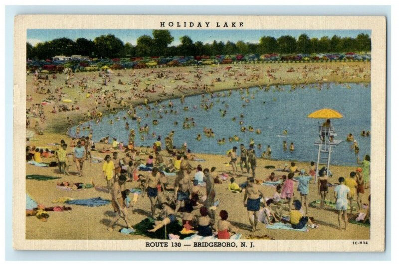 1953 Holiday Lake, Route 130, Bridgeboro, New Jersey NJ Vintage Cancel Postcard 