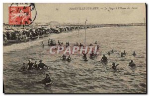 Old Postcard Trouville sur Mer The Beach has the Time Bains