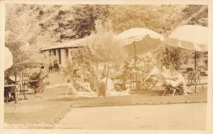 Balneario San Jose Purua Mexico 1940s RPPC Real Photo Postcard Resort Umbrellas