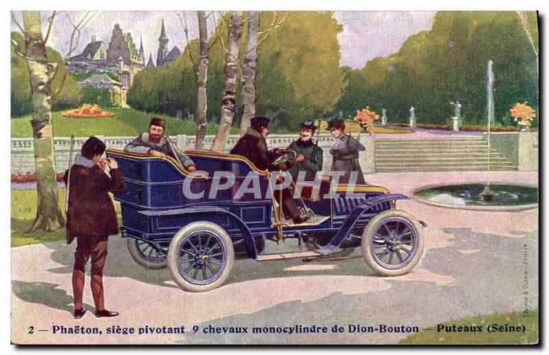 Old Postcard Phaeton swivel seat horsepower single cylinder de Dion Bouton Pu...