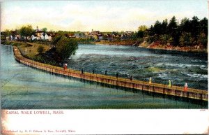 Vintage Massachusetts Postcard - Lowell - Canal Walk