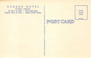 HOTEL EUGENE Eugene, Oregon c1940s Vintage Linen Postcard
