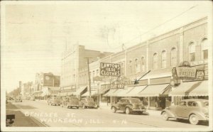 Waukegan IL Genesee St. c1940 Real Photo Postcard