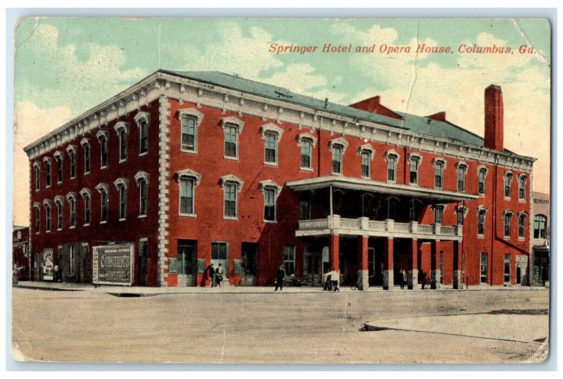 1921 Springer Hotel Opera House Exterior View Columbus Georgia Vintage Postcard