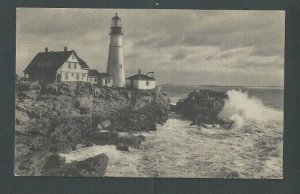 1937 Post Card Portland ME Lighthouse Oldest Lighthouse On The Atlantic Coast