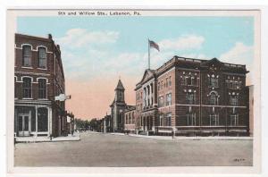 9th & Willow Streets Lebanon Pennsylvania 1920c postcard