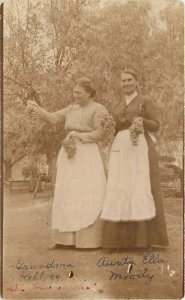 C-1910 Women Grapes Farm Agriculture Grandma Kellogg RPPC Photo Postcard 12753