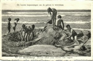 belgium, BLANKENBERGE, Kinderen op het Strand, Children Beach (1952) Postcard