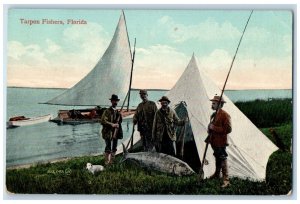 1911 Tarpon Fishers Florida Fishing Tent Fishing Sail Boat Vintage FL Postcard