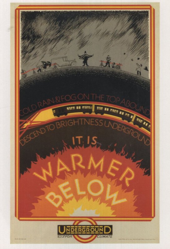 It Is Warmer Below 1927 London Underground Advertising Postcard
