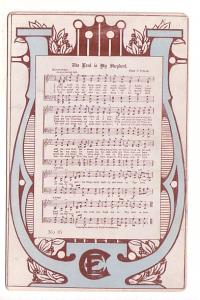 Hymn, 'The Lord Is My Shepherd', Sheet Music Page Framed with Harp, Tullar Me...