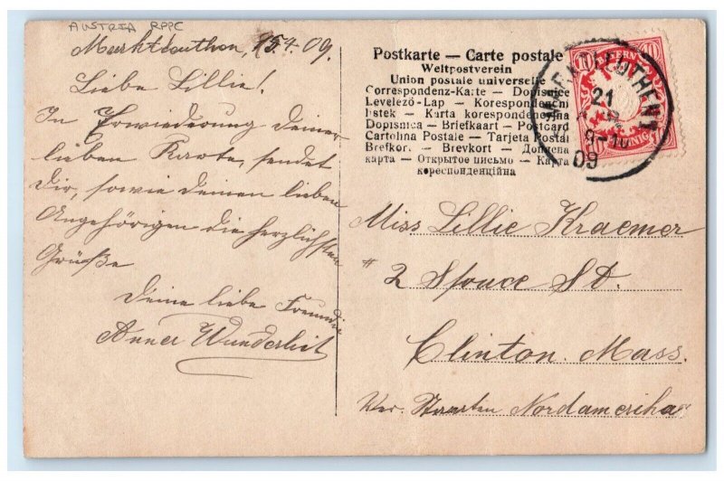 1910 Woman Big Hat With Daisy Flowers Austria RPPC Photo Posted Antique Postcard