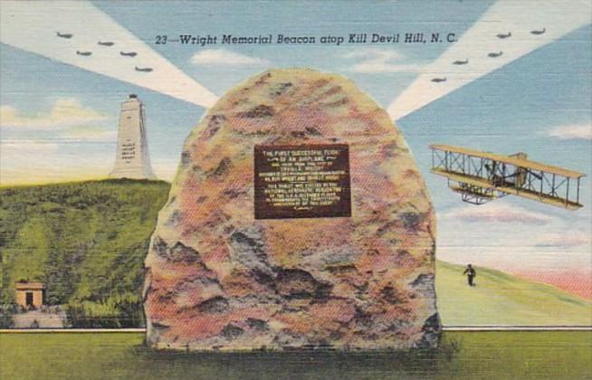 North Carolina Kill Devil Hill Wright Memorial Beacon Curteich