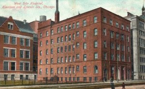 1910 West Side Hospital Harrison & Lincoln Sts. Chicago Illinois Posted Postcard