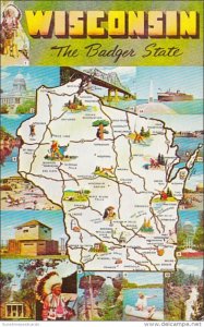 Map Of Wisconsin The Badger State 1964