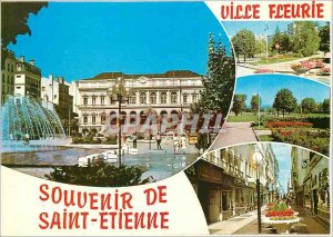 Modern Postcard Saint Etienne Loire Square Hotel City Park of Europe Rue Alsa...