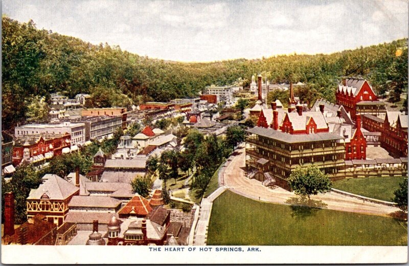 Postcard Overview of The Heart of Hot Springs, Arkansas