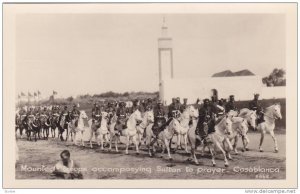 RP, Mounted Troops Accompanying Sultan To Prayer, Casablanca, Morocco, Africa...