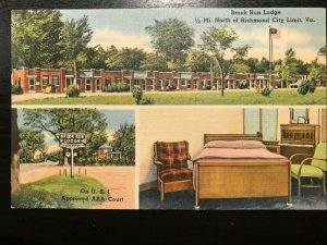 Vintage Postcard 1943 Brook Run Lodge U.S Route 1 1/2 mile North Richmond VA