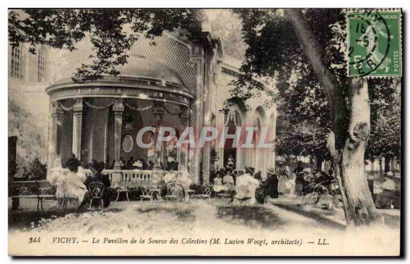 Vichy Old Postcard The pavilion of the Célestins spring (architect Lucien Wo...