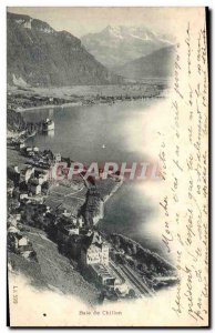 Old Postcard Chateau de Chillon Bay