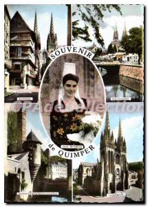 Modern Postcard Quimper Kron Street Wharf Kergulen young quimproise cathedral