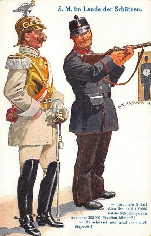 Germany S. M. im Lande der Schutzen Soldiers Guns Postcard