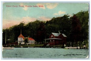 1912 Haber Camp Point Exterior Building Dock Port Hamlin Lake Michigan Postcard
