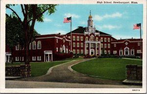 USA High School Newburyport Massachusetts Linen Postcard 09.99