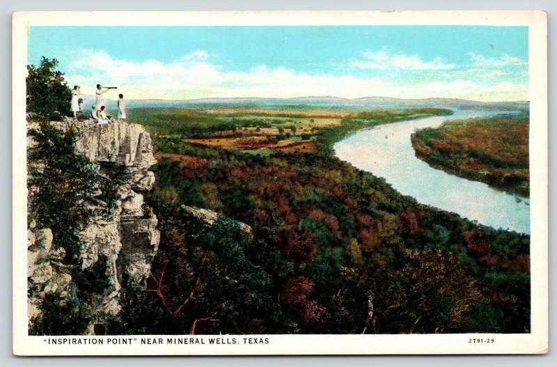  Mineral Wells Texas~Inspiration Point: Young Ladies~Telescope~Binoculars~1929