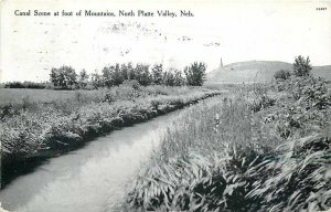 NE, North Platte Valley, Nebraska, Canal Scene At Foot Of  Mountains, No A3887