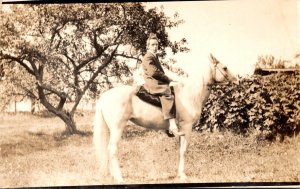 Horses Woman On Horseback Real Photo