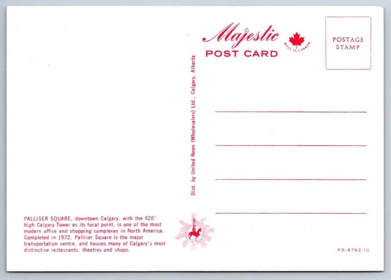 Calgary Tower, Palliser Square, Calgary, Alberta, Art Postcard, Concept Drawing