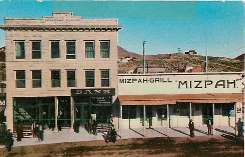 Bank and Mizpah Grill Tonopah Nevada NV 1963 Chrome