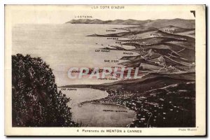 Old Postcard Panorama of Menton in Cannes