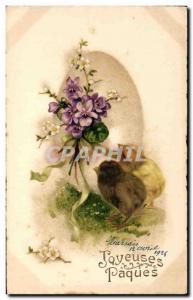 Old Postcard Fancy Chick Happy Easter