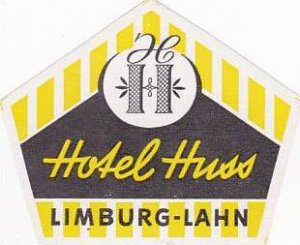 GERMANY LIMBURG-LAHN HOTEL HUSS VINTAGE LUGGAGE LABEL