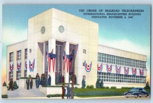 Cedar Rapids Iowa IA Postcard Order Railroad Telegraphers Intl Headquarters 1947