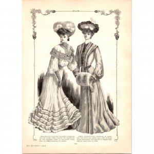 1903 Edwardian Era Ladies Fashion Original Vintage Paper Print