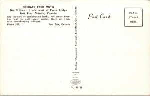 Vtg Orchard Park Motel Fort Erie Ontario Canada Chrome Postcard