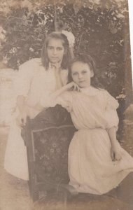 RPPC TWO YOUNG GIRLS SISTER FLORIDA REAL PHOTO POSTCARD (c. 1910)