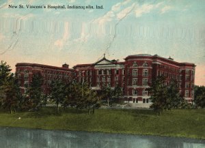 Vintage Postcard 1913 New St. Vincent's Hospital Building Indianapolis Indiana