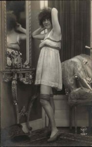 Sexy Woman Semi Nude Nightie Negligee NOYER 4287 Real Photo Postcard c1915