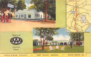 Fort Valley Georgia Holland's Court Motel, Multi-View Linen Vintage PC U7146