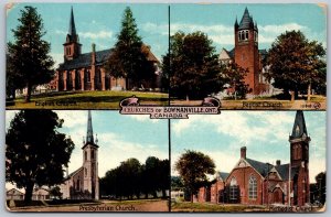 Postcard Bowmanville Ontario c1910 Churches Multi View Durham Region