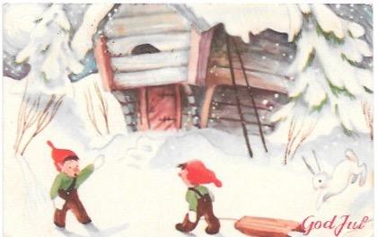 Norway.  Winter scene, Happy Tidings.  1946 postmark