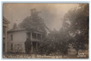 c1910's Residence Of Darwin Zeek Amboy Illinois After Storm RPPC Photo Postcard